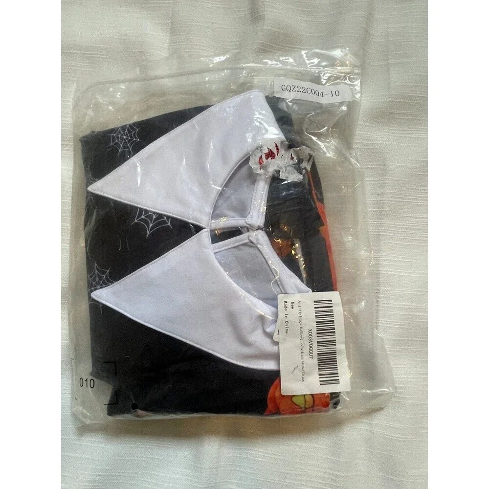 ALLIFly Girls Long Sleeve Peter Pan Collar Skeleton Halloween Dress Sz 10 New
